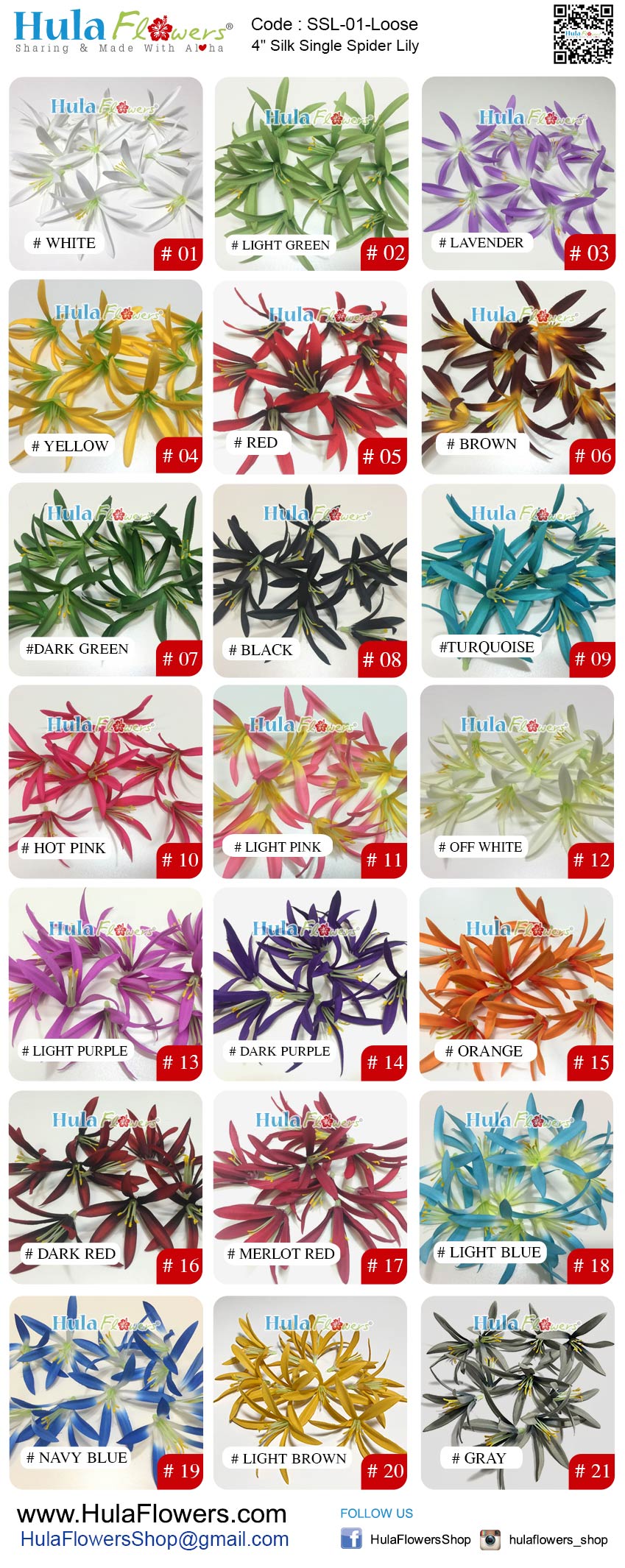 4" Silk Single Spider Lily (100 pcs)