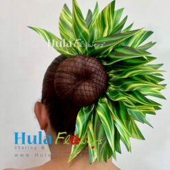 5” Green Ti leaves half hair bun