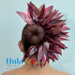 5” Red Ti leaves half hair bun