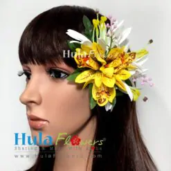 Silk Double Spider Lily & Silk Orchid Hair Clip