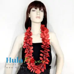 Silk Red Plumeria Lei 20" long