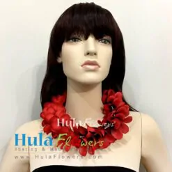 Silk Red Plumeria Lei 10" long (Choker Lei)