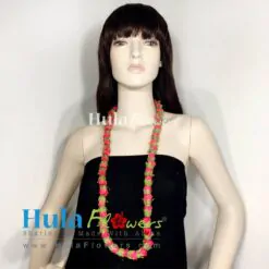 Silk Dark Pink Rose Lei 20" long