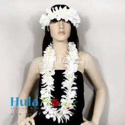 Silk Plumeria Lei & Headband