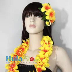 Silk Plumeria Lei & Hair Clip Set