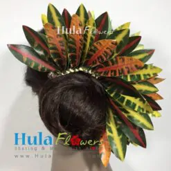 Silk Croton Leaves Half Hair Bun