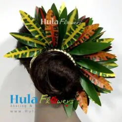 Silk Croton & Ti leaves Half Hair Bun