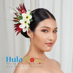 Silk Heliconia & Plumeria with pearl Hair Clip
