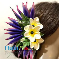 Silk Heliconia & Plumeria with pearl Hair Clip
