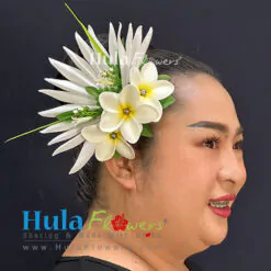 Silk Heliconia & Plumeria with pearl Hair Clip