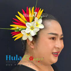 Silk Heliconia & Plumeria with pearl Hair Clip