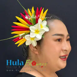 Silk Heliconia & Plumeria Hair Clip