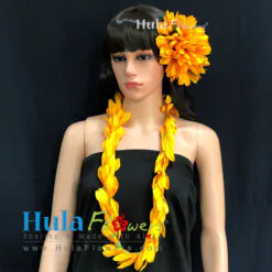 Silk Orange Champaca Lei & Hair clip (L)