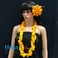 Silk Orange Champaca Lei & Hair clip