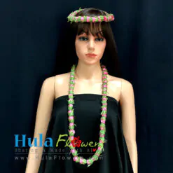 Silk Pink Rose Lei set