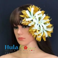 Silk spider lily & Tiare hair clip