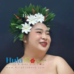 Silk Leaves on Headband w/Tiare-04