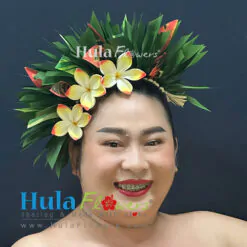 Silk Leaves on Headband w/plumeria