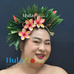 Silk Leaves on Headband w/plumeria