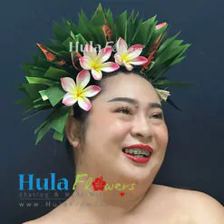 Silk Leaves on Headband w/plumeria