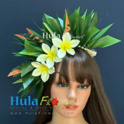 Silk Leaves on Headband w/plumeria