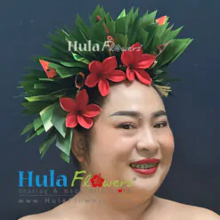 Silk Leaves on Headband w/plumeria