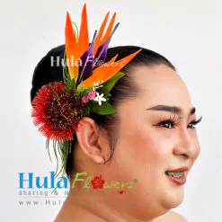 Bird of paradise & Lehua Hair clip (S)