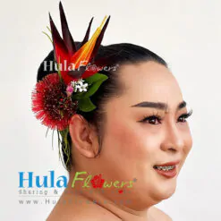 Bird of paradise & Lehua Hair clip (S)