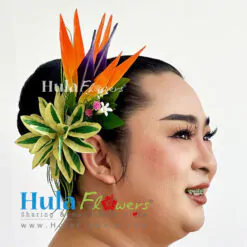 Bird of paradise & Leaves Hair clip (S)