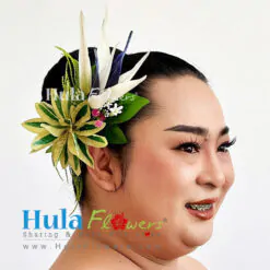 Bird of paradise & Leaves Hair clip (S)