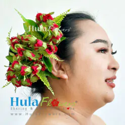 Silk Red roses hair clip (L)