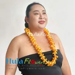 Silk Orange Puakenikeni lei 20″ long