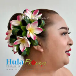 Plumeria & leaves hair clip