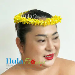 Silk yellow Pakalana head lei