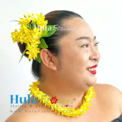 Yellow Pakalana hair clip & choker lei (S)