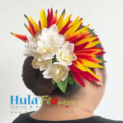 Silk Bird of paradise &amp; orchid hair clip