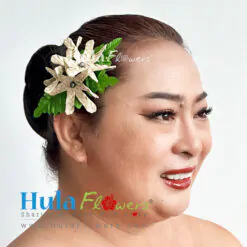 Lauhala Tiare w/ Pearl  hair clip (M)