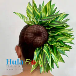 5” Green Ti leaves half hair bun