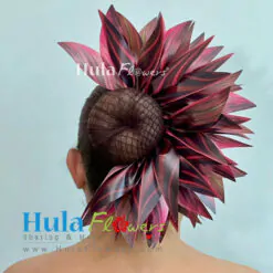 5” Red Ti leaves half hair bun